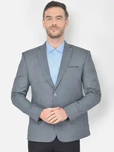 Canary London Men Grey Solid Slim-Fit Single-Breasted Casual Blazer