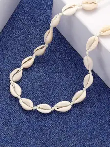Yellow Chimes White Shell Design Choker Necklace