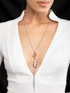 Rubans Voguish Silver-Toned & Orange Tassel Necklace