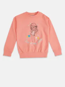 Pantaloons Junior Girls Coral Printed Sweatshirt