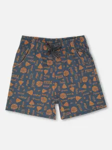 Sweet Dreams Girls Navy Blue Printed Pure Cotton Shorts