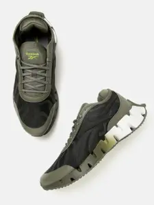 Reebok Men Green & Black Woven Design Zig Dynamica 3.0 Running Shoes