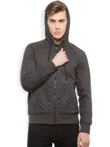 LOCOMOTIVE Grey Hooded Sweatshirt with Quilted Detail