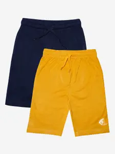 KiddoPanti Boys Pack of 2 Mustard & Navy Blue Sports Shorts