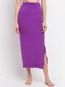 Sugathari Women Violet Solid Saree Shapewear