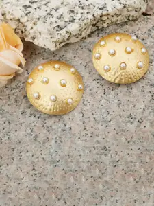 XAGO Gold-Plated & White Circular Drop Earrings