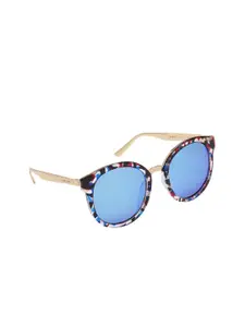MARC LOUIS Women Blue Lens & Gold-Toned Cateye Sunglasses  & UV Protected Lens - 4057 C2