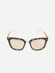 MARC LOUIS Women Pink Lens & Gold-Toned Square Sunglasses TGTHA Diorama-6 Pink