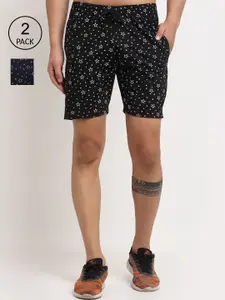 VIMAL JONNEY Men Pack Of 2 Black Conversational Printed Outdoor Sports Shorts