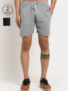 VIMAL JONNEY Men Pack of 2 Grey & Navy Blue Shorts