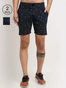 VIMAL JONNEY Men Pack of 2 Navy Blue Printed Shorts