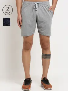 VIMAL JONNEY Men Pack of 2 Grey & Navy Blue Shorts