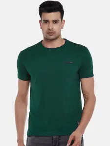 People Men Green Polo Collar T-shirt