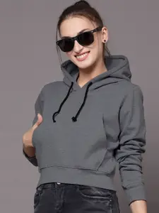 Selvia Women Grey Hooded Sweatshirt