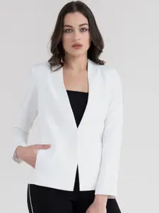 FableStreet Women White Open Front Blazer