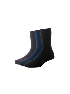 Louis Philippe Men Pack Of 3 Solid Cotton Calf-Length Socks