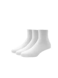 Louis Philippe Men White Pack of 3 Cotton Above-Ankle Length Socks