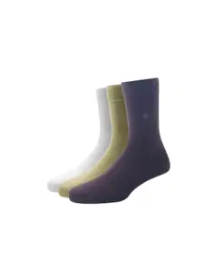 Louis Philippe Men Pack of 3 White Solid Cotton Calf Length Socks