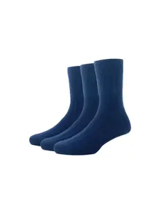 Louis Philippe Men Navy Blue Pack of 3 Cotton Calf Length Socks