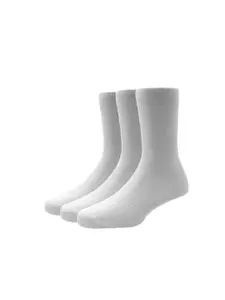 Louis Philippe Mens White Pack of 3 Cotton Full Length Socks