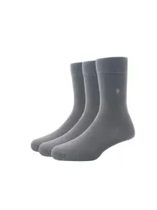 Louis Philippe Men Grey Pack of 3 Cotton Calf Length Socks