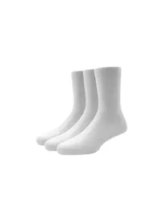 Louis Philippe Mens White Pack of 3 Cotton Full Length Socks
