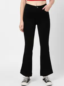 Kraus Jeans Women Black Flared High-Rise Stretchable Jeans