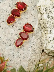 XAGO Red & Gold-Toned Contemporary Drop Earrings