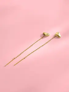 Yellow Chimes Gold-Toned Heart Designed Long Chain Drop Earrings