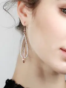 Yellow Chimes Rose Gold Quirky Drop Earrings