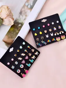 Yellow Chimes Set Of 24 Multicoloured Quirky Studs Earrings