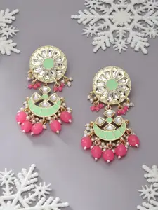Zaveri Pearls Green Contemporary Chandbalis Earrings