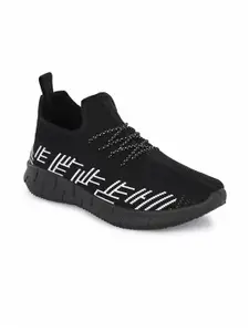 HIROLAS Men Black Mesh Running Shoes