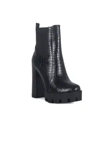 London Rag Black Textured Heeled Boots
