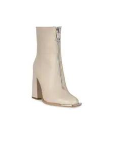 London Rag Beige High-Top Block Heeled Boots