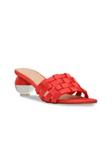 Jove Red PU Block Sandals