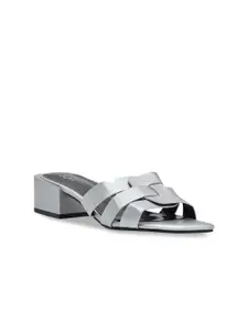 Jove Silver-Toned PU Block Sandals