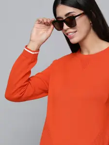 Levis Women Orange Solid Round-Neck Casual T-shirt