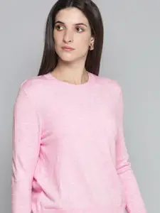 Levis Women Pink & Silver-Toned Printed Round Neck T-shirt