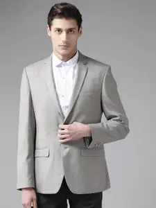 Park Avenue Men Grey Regular Fit Single-Breasted Solid Formal Blazer