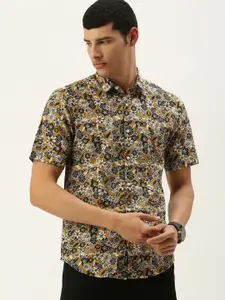 Bene Kleed Men Mustard Standard Slim Fit Floral Printed Casual Shirt