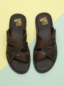 ID Men Brown Leather Comfort Sandals