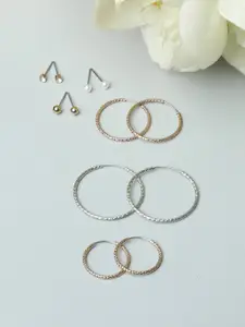 PRITA BY PRIYAASI Set Of 6 Silver-Toned Circular Hoop Earrings