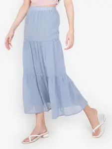 ZALORA BASICS Women Self Design Maxi Tiered Skirt