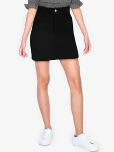 ZALORA BASICS Women Black A-Line Denim Skirt