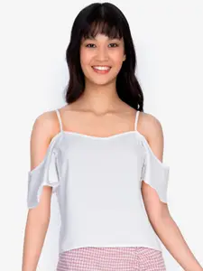 ZALORA BASICS Women White Solid Cold-Shoulder Top