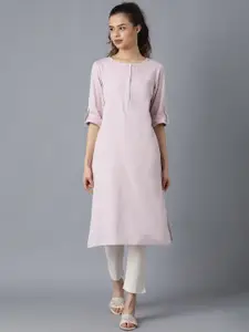 W Women Pink Solid Kurta