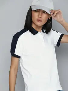Levis Women White Polo Collar T-shirt