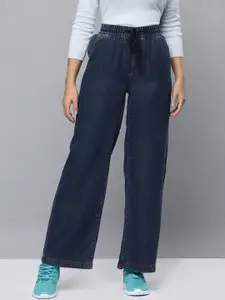 Levis Women Navy Blue Mid-Rise Wide Leg Clean Look Jeans