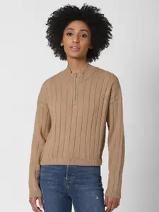 FOREVER 21 Woman Brown Ribbed Pullover